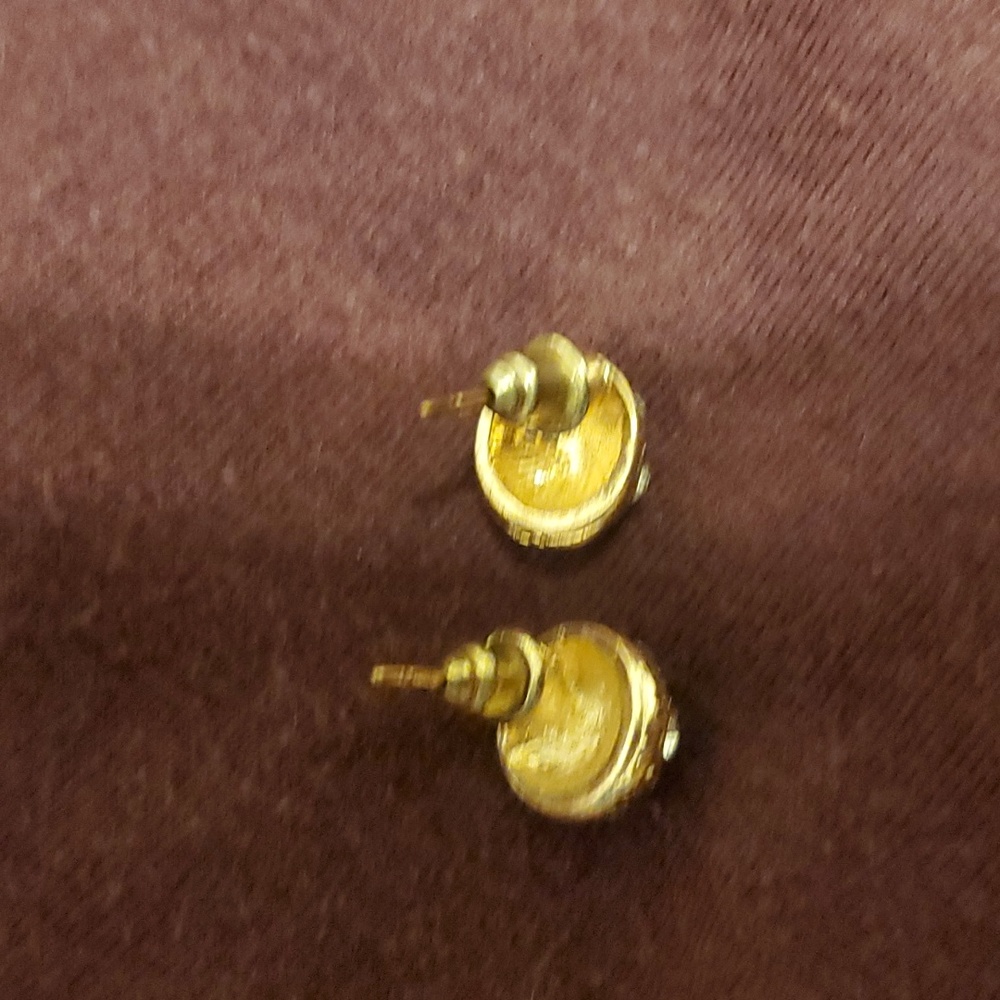 FAUX GOLD Rhinestone Earrings - Picture 3 of 3